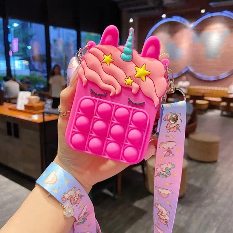(Tiny Bag for Kids) Pop It Fidget Unicorn Sling Bag for Girls - Adjustable Strap | Multicolor | FREE SHIPPING & COD