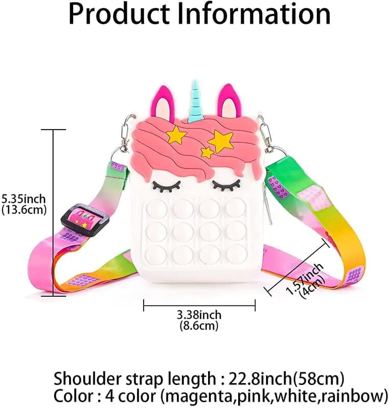 (Tiny Bag for Kids) Pop It Fidget Unicorn Sling Bag for Girls - Adjustable Strap | Multicolor | FREE SHIPPING & COD