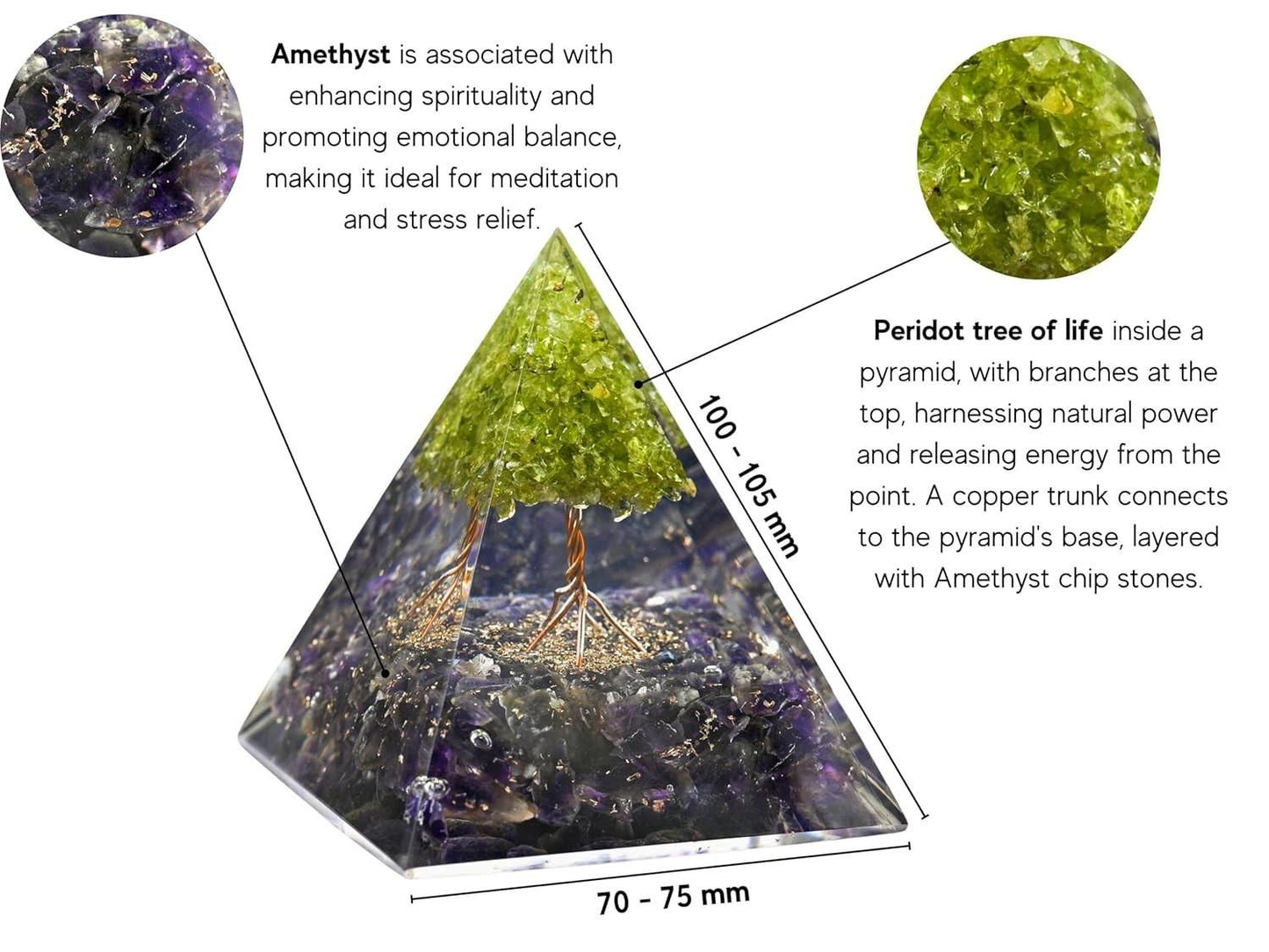 Tree of Life Peridot Orgon Pyramid – Handcrafted Crystal for Energy, Protection & Abundance (1 Pc) – FREE SHIPPING & COD