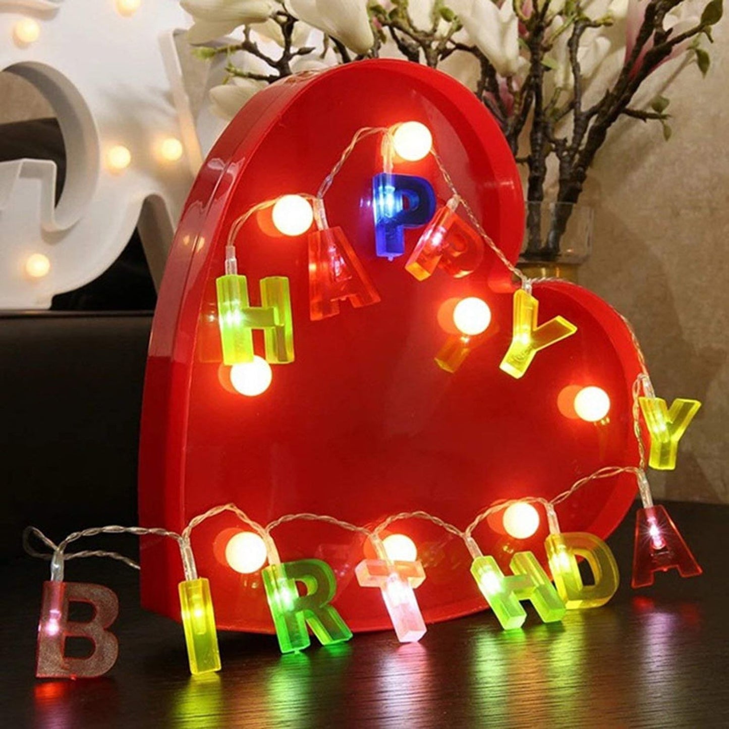 Decorative Plastic Happy Birthday 13 LED Letter Battery Operated String Lights for Party, Celebration & Event Decor – Multicolor, Energy-Saving, Reusable (2 AA Batteries Required)