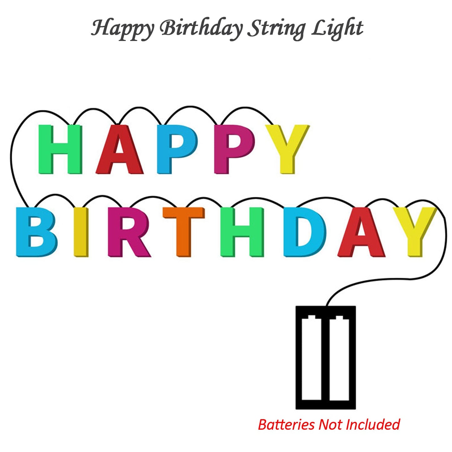 Decorative Plastic Happy Birthday 13 LED Letter Battery Operated String Lights for Party, Celebration & Event Decor – Multicolor, Energy-Saving, Reusable (2 AA Batteries Required)