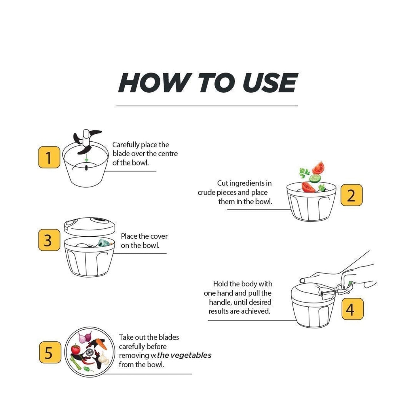 Manual Stainless Steel Compact Extra Sharp Hand Held Vegetable Chopperslicer With 5 Blades (750 Ml)