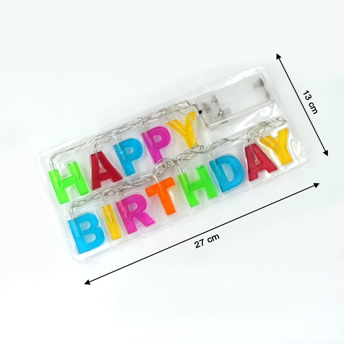 Decorative Plastic Happy Birthday 13 LED Letter Battery Operated String Lights for Party, Celebration & Event Decor – Multicolor, Energy-Saving, Reusable (2 AA Batteries Required)