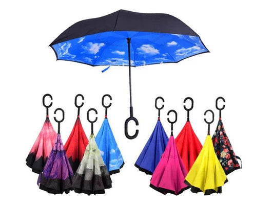 Double Layer Strong Waterproof Umbrella with C-Shape Handle – Windproof & Foldable | FREE SHIPPING & COD