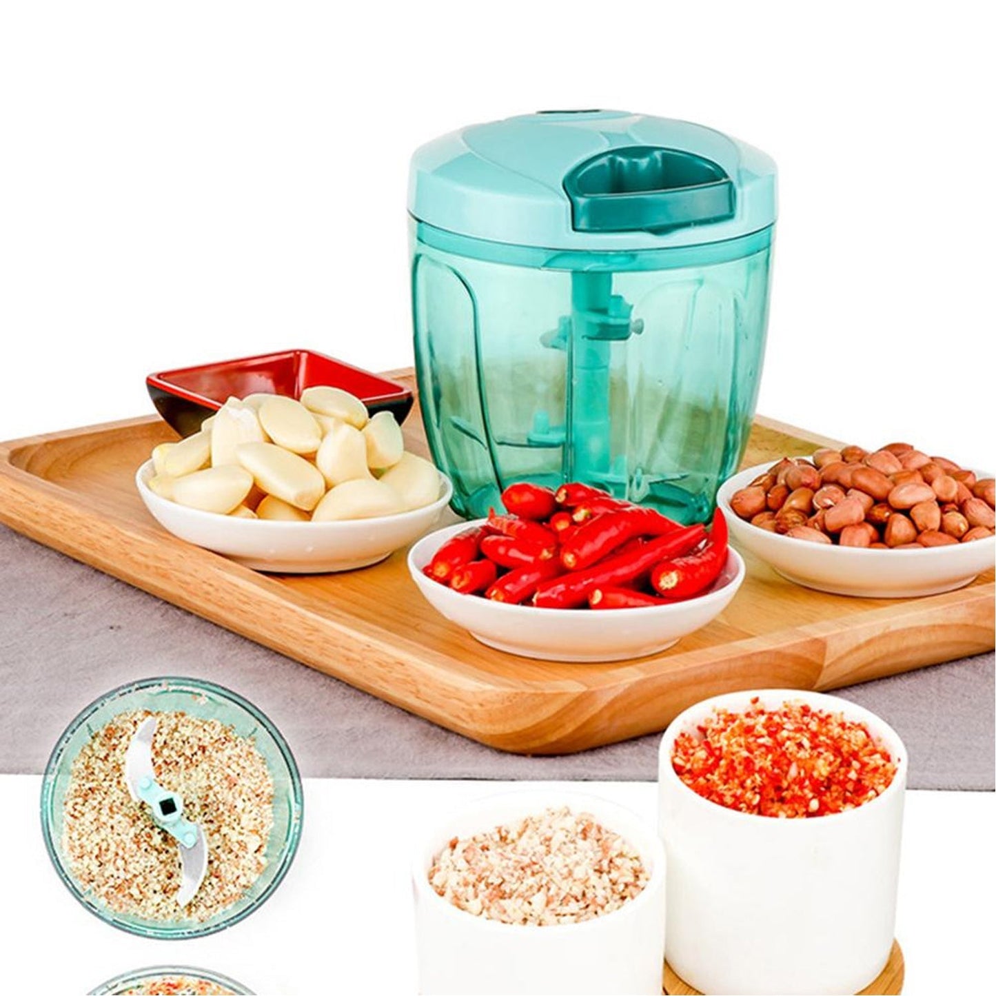 Manual Stainless Steel Compact Extra Sharp Hand Held Vegetable Chopperslicer With 5 Blades (750 Ml)