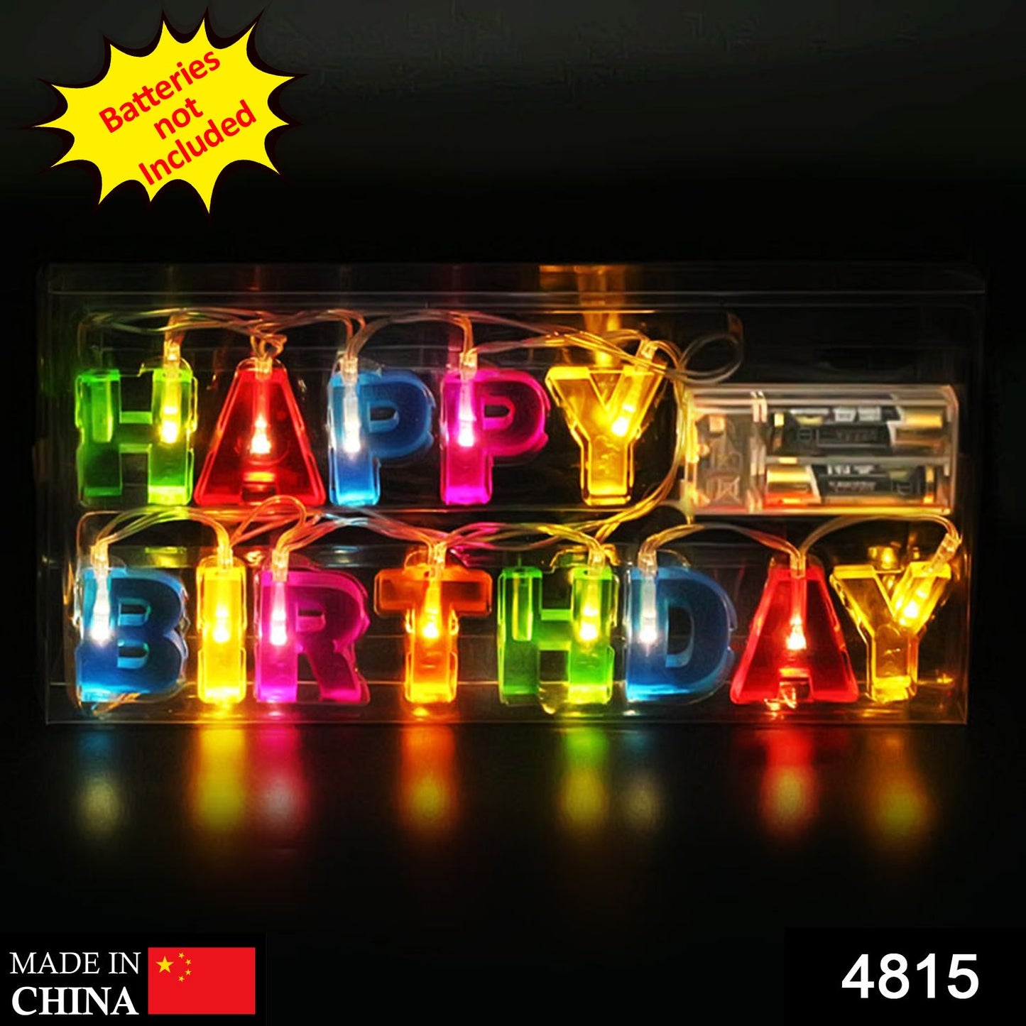 Decorative Plastic Happy Birthday 13 LED Letter Battery Operated String Lights for Party, Celebration & Event Decor – Multicolor, Energy-Saving, Reusable (2 AA Batteries Required)