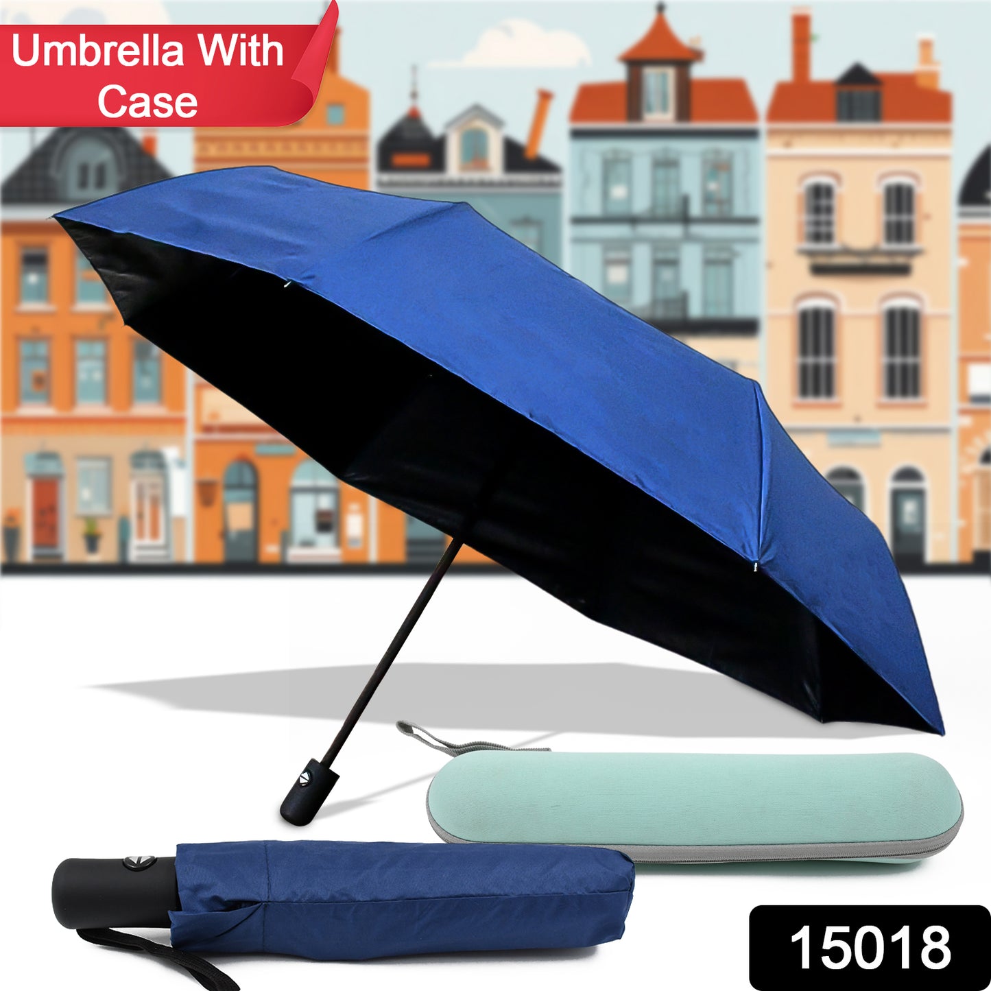 2-Fold Compact Travel Umbrella with Case | Windproof, Sun-proof & Rainproof Umbrella for All Ages – FREE SHIPPING & COD
